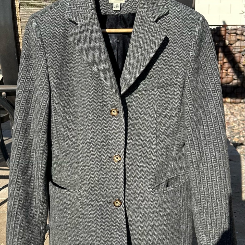 L.L. Bean Gray Herringbone Tailored Blazer